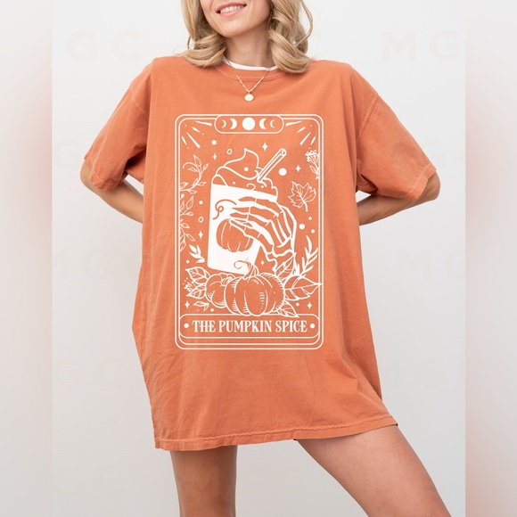 Comfort Colors Pumpkin Spice Late Tarot Card shirt - Picture 2 of 9